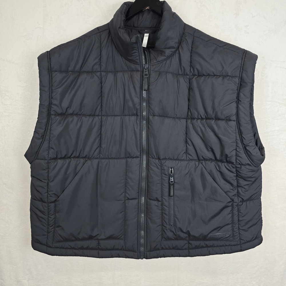 Fabletics Mens Black Quilted Puffer Vest Full Zip Mock Neck size 2X